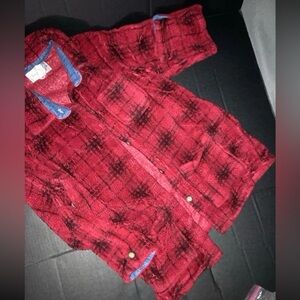 Red Plaid Button-Up Jacket